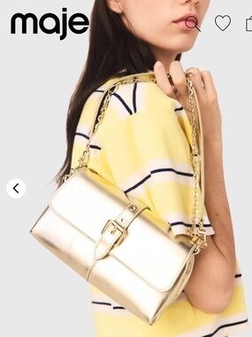NWT Maje Metallic Gold Chain Shoulder Bag
